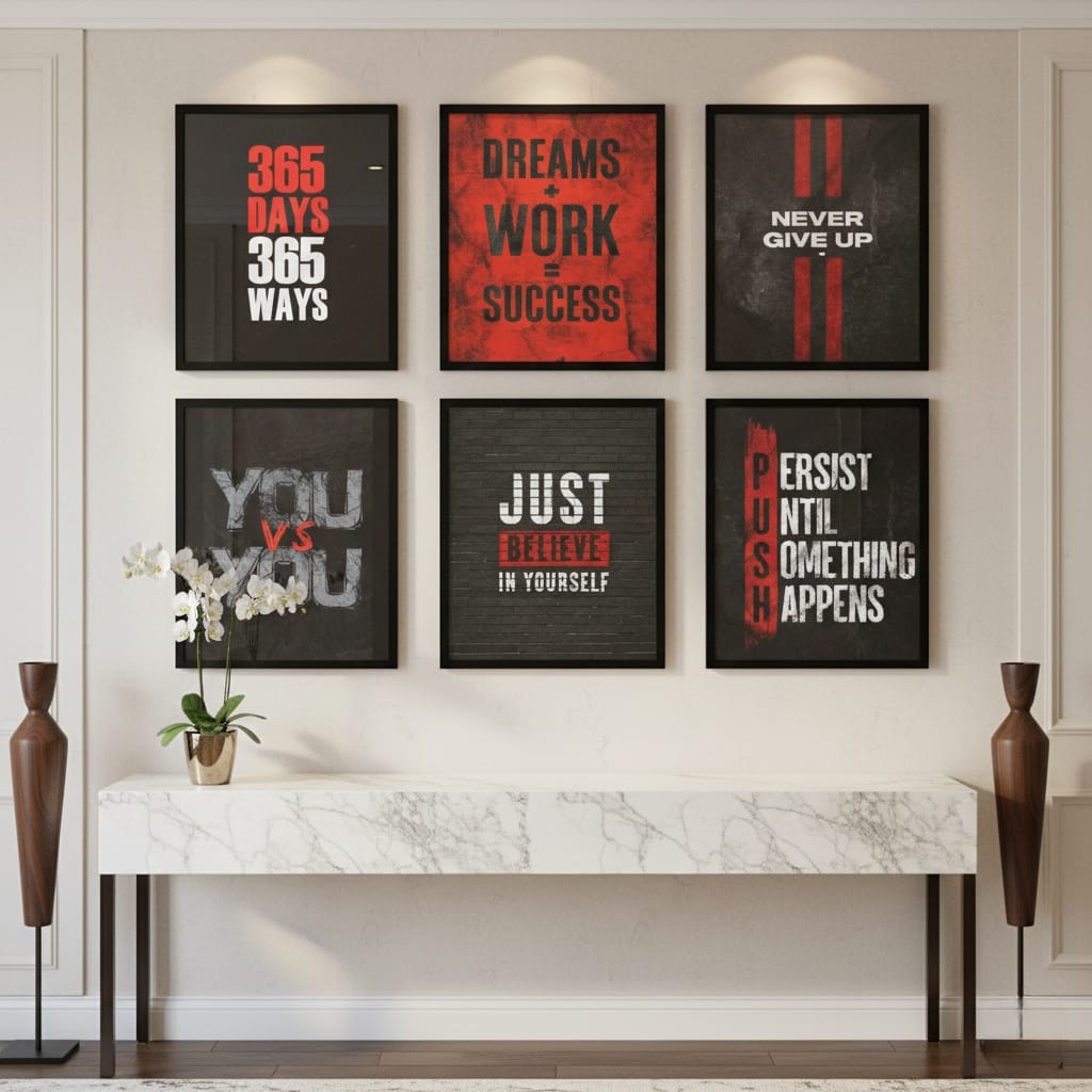 Inspiring Motivational Quotes- 6 Panel Art