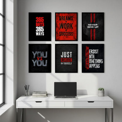 Inspiring Motivational Quotes- 6 Panel Art