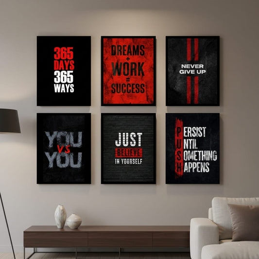 Inspiring Motivational Quotes- 6 Panel Art