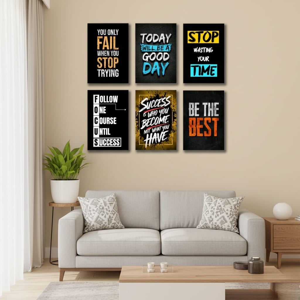 Inspiring Motivational Quotes- 6 Panel Art