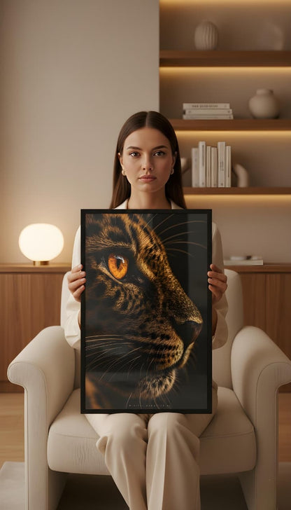 Aggressive leopard Frame | Wall Art