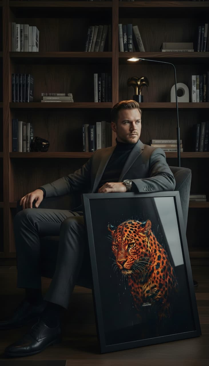 Aggressive leopard Frame | Wall Art