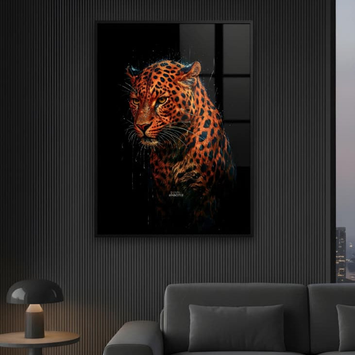 Aggressive leopard Frame | Wall Art