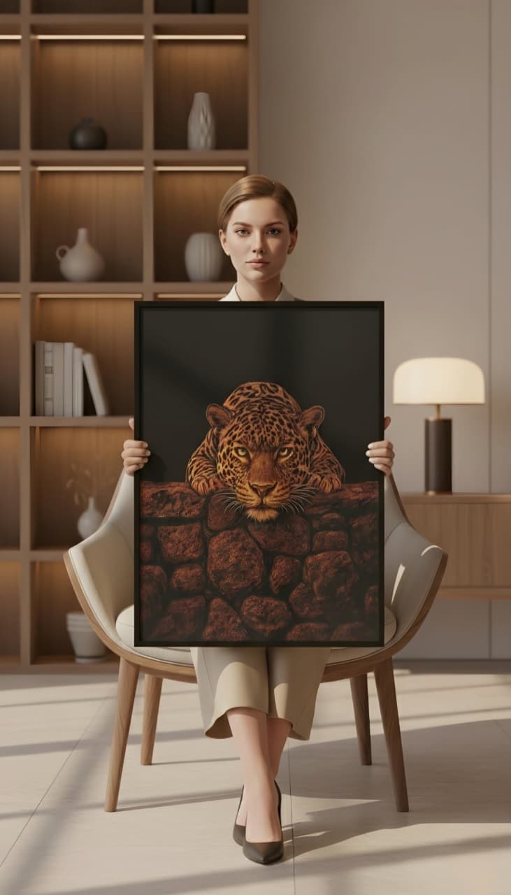 Silent Power – Majestic Leopard Wall Art Frame