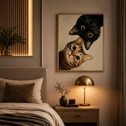 Feline Harmony – Cat Couple Canvas Wall Art
