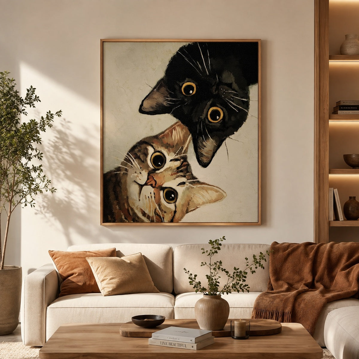 Feline Harmony – Cat Couple Canvas Wall Art