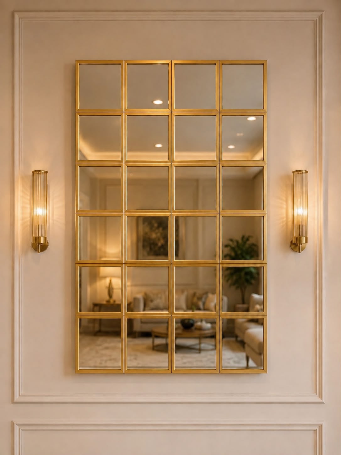 Grid Mirror Wall Hanging GOLDEN