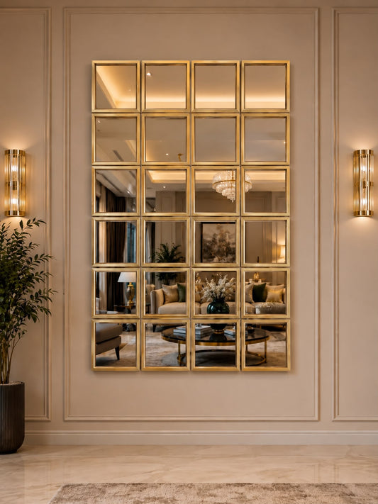Grid Mirror Wall Hanging GOLDEN