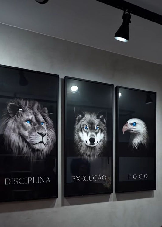 Discipline. Execution. Focus. – Motivational Animal Wall Art Set