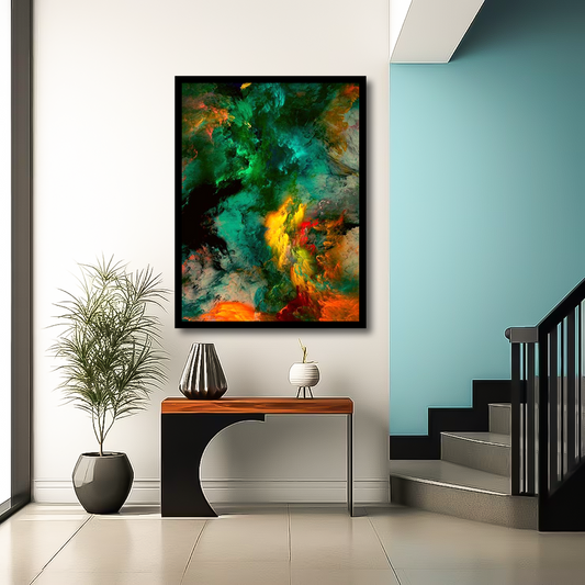 Green orange Mist Abstract | Wall Art