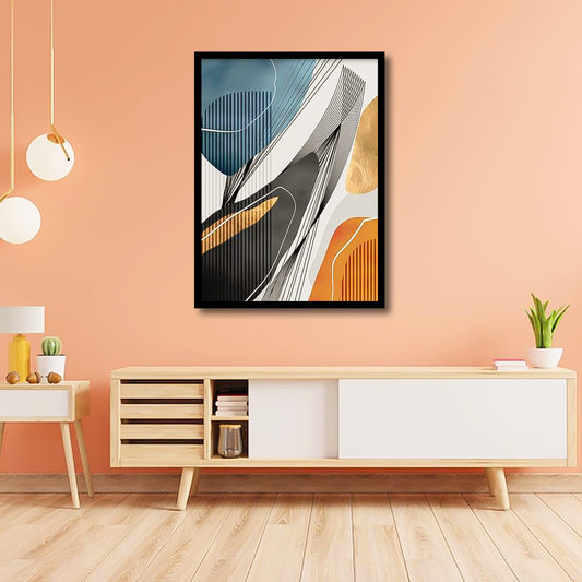 Modern Geometric Texture Blue Yellow Abstract | Wall Art