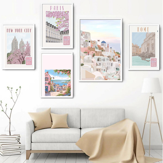 Travel Frame set, Aesthetic Style Drawing Room Decor