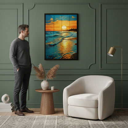 Golden Sunset Waves Frames | Wall Art
