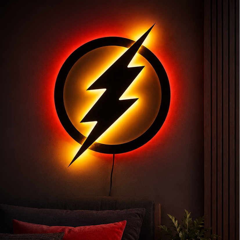 Modern Flash Bolt Wooden LED Wall Lamp