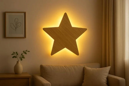 Modern Star Shape Wooden Wall Lamp