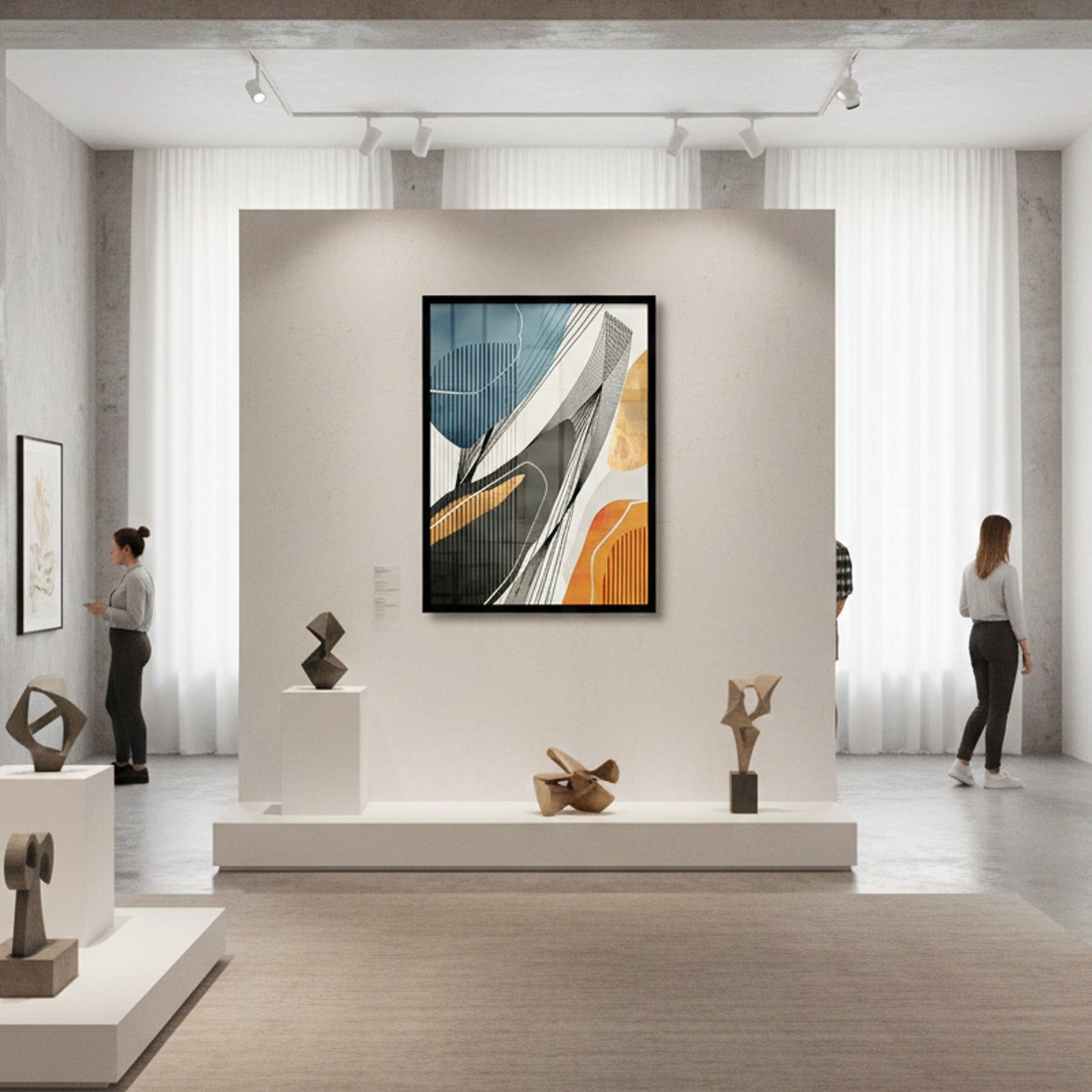 Modern Geometric Texture Blue Yellow Abstract | Wall Art