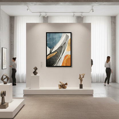 Modern Geometric Texture Blue Yellow Abstract | Wall Art