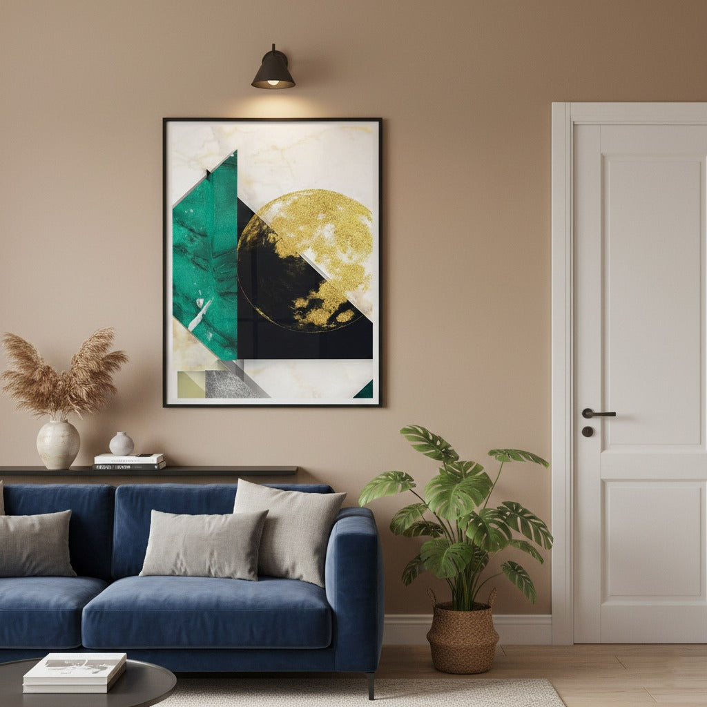 Green Black Gold Foil Abstract Art | Wall Art