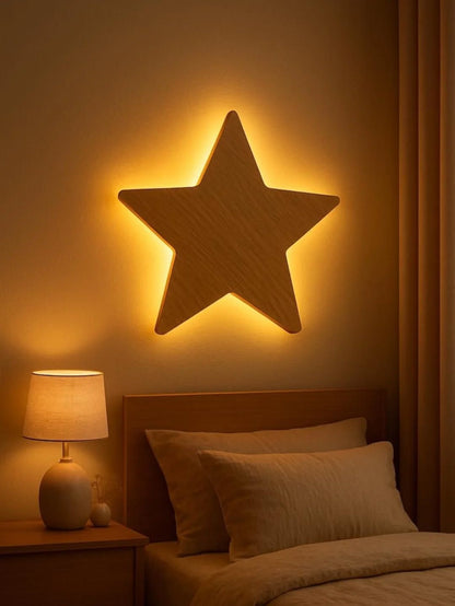 Modern Star Shape Wooden Wall Lamp