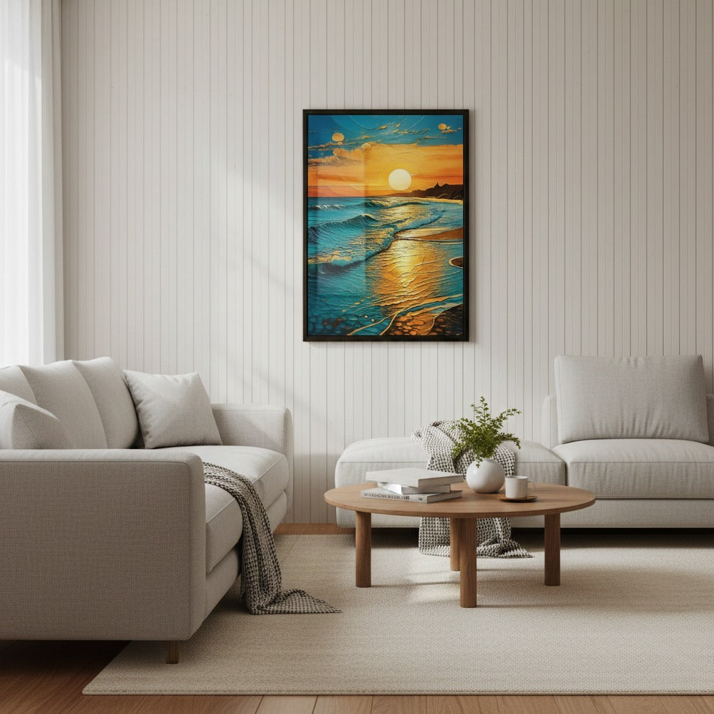 Golden Sunset Waves Frames | Wall Art