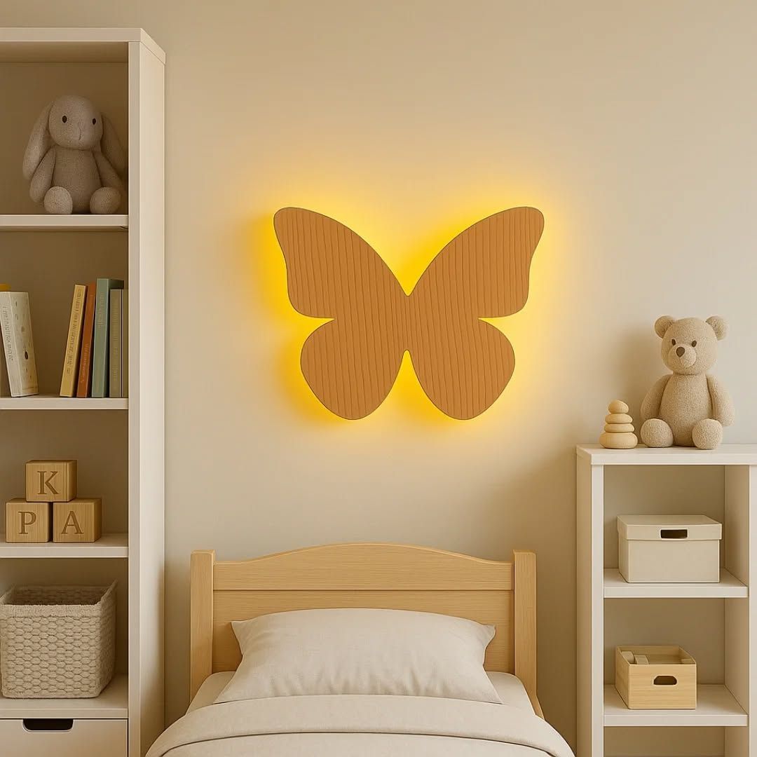 Modern Butterfly Shape Wooden Wall Lamp