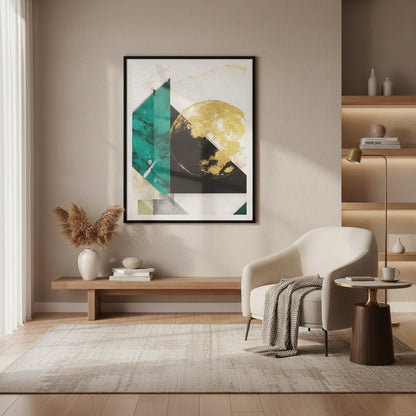 Green Black Gold Foil Abstract Art | Wall Art