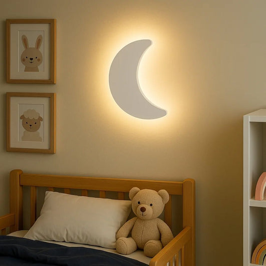 Modern Moon Shape Wooden Wall Lamp