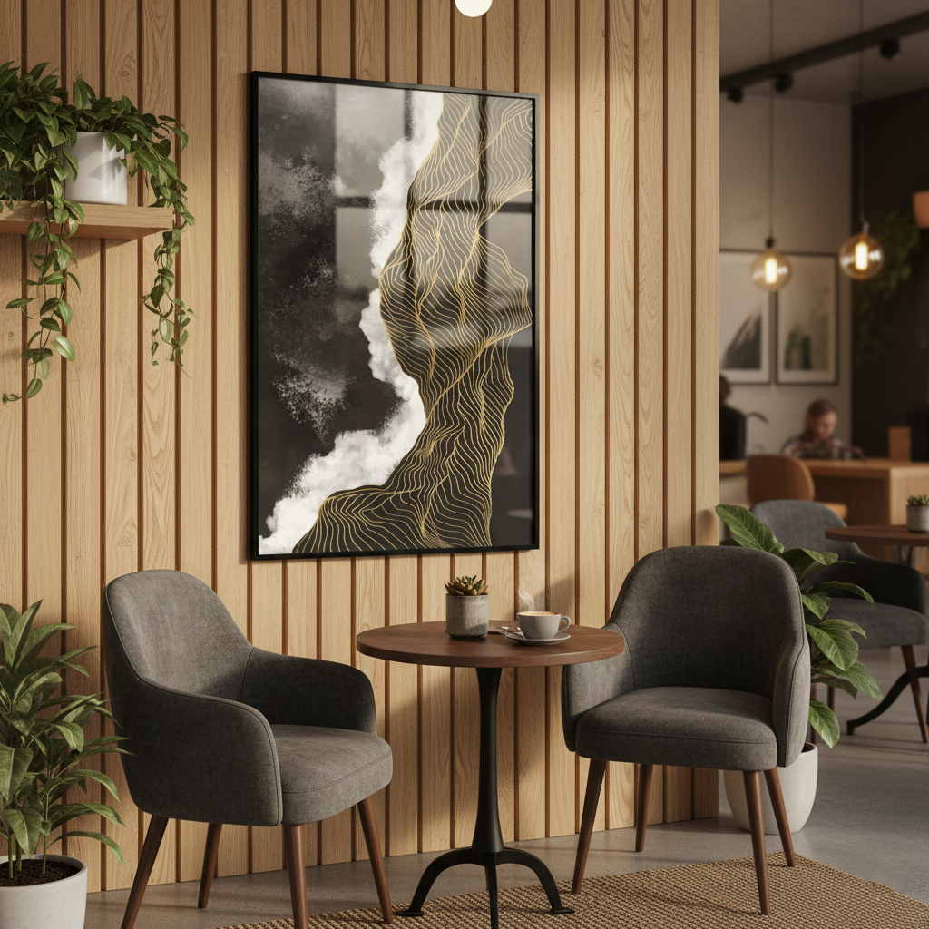 Modern Abstract Gold Geometric Line | Wall Art