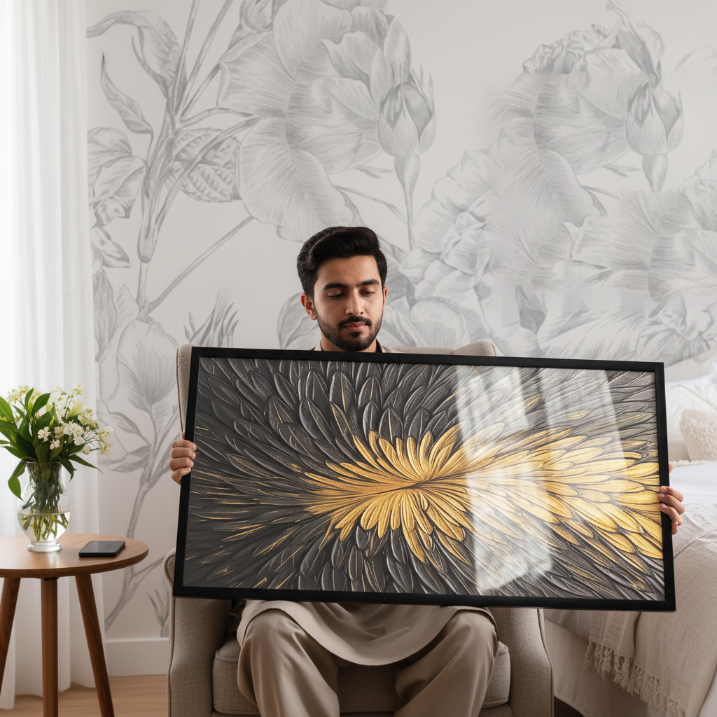 Gold Feather Canvas Frames | Wall Art