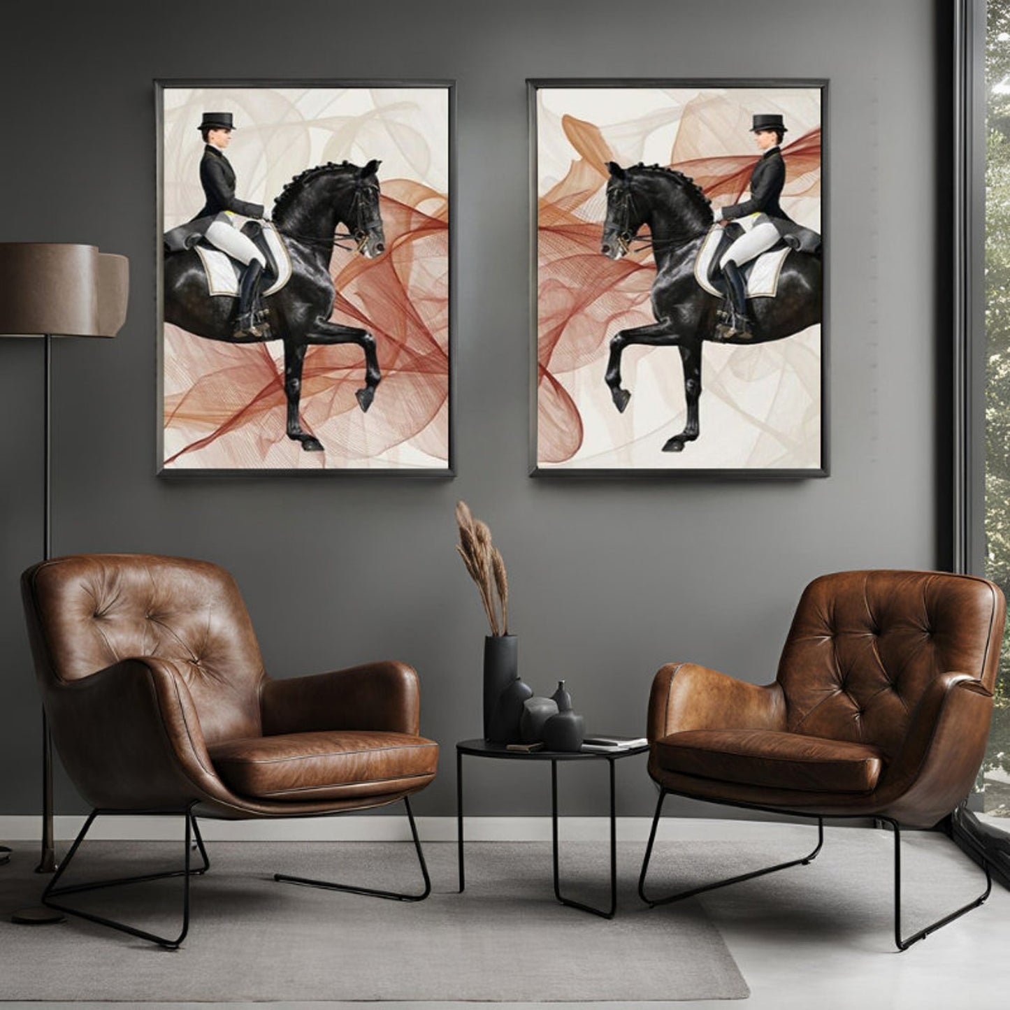 Modern Black Royal Horses Canvas Wall Art Poster Print,Nordic Scandinavian