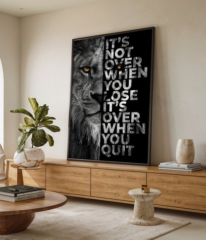 Motivational Lion Canvas Wall Art, "It's Not Over When You Lose"