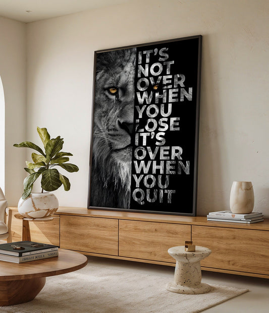 Motivational Lion Canvas Wall Art, "It's Not Over When You Lose"