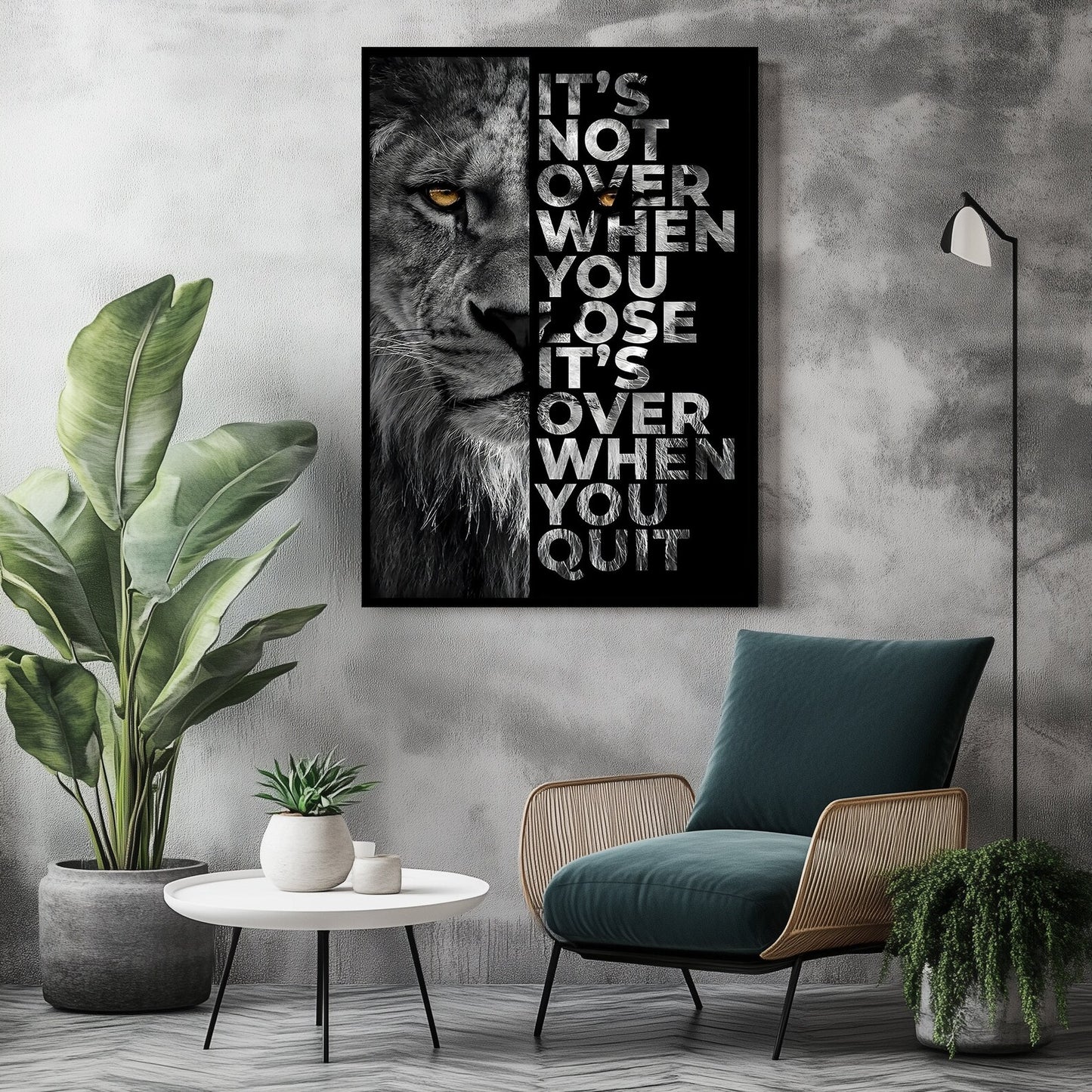 Motivational Lion Canvas Wall Art, "It's Not Over When You Lose"