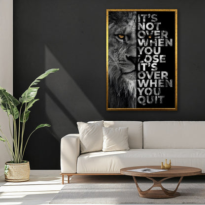 Motivational Lion Canvas Wall Art, "It's Not Over When You Lose"