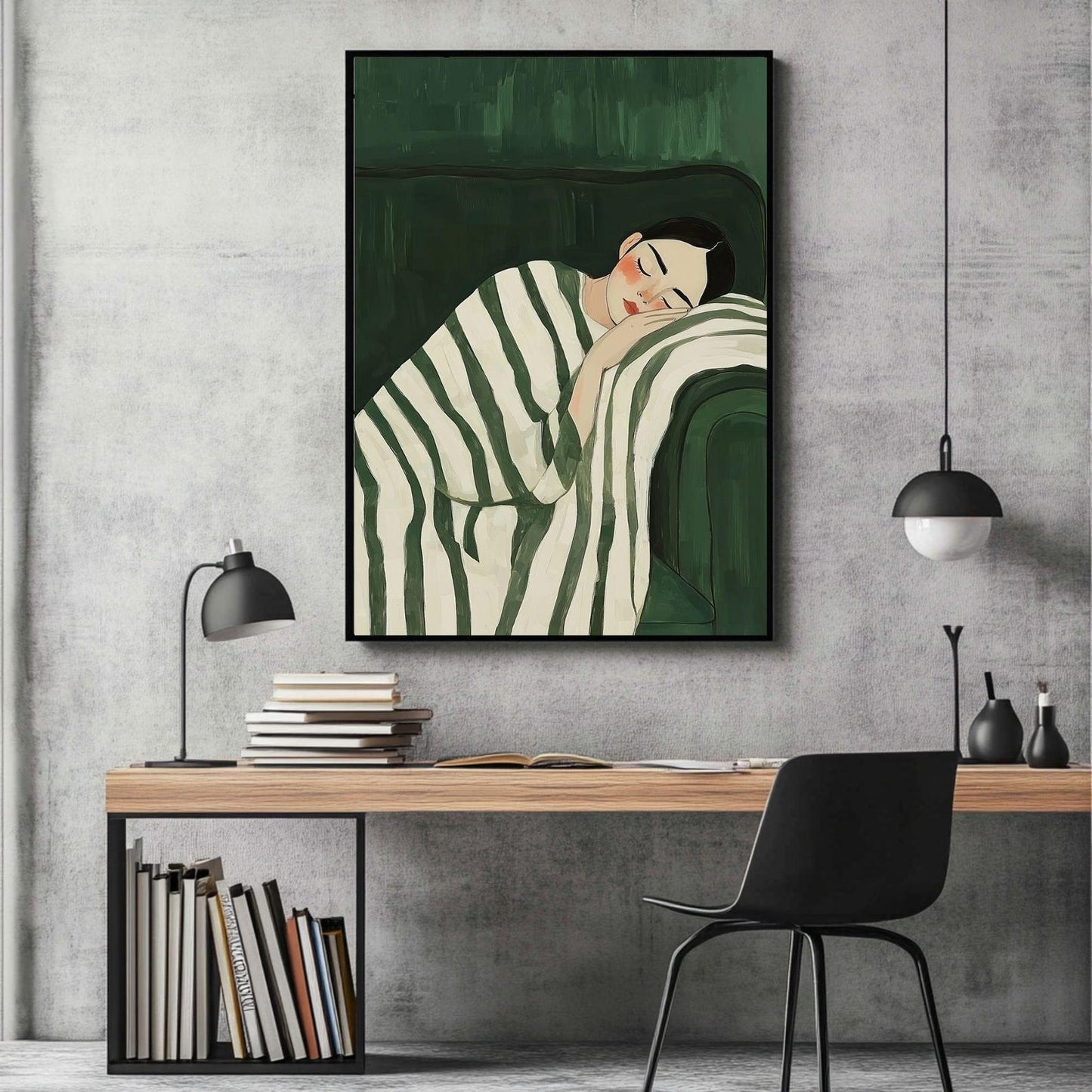 Emerald Green Abstract People Large Wall Art