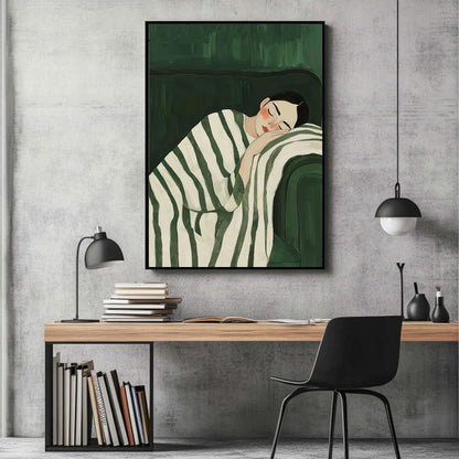 Emerald Green Abstract People Large Wall Art