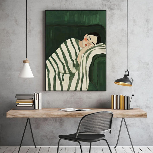 Emerald Green Abstract People Large Wall Art