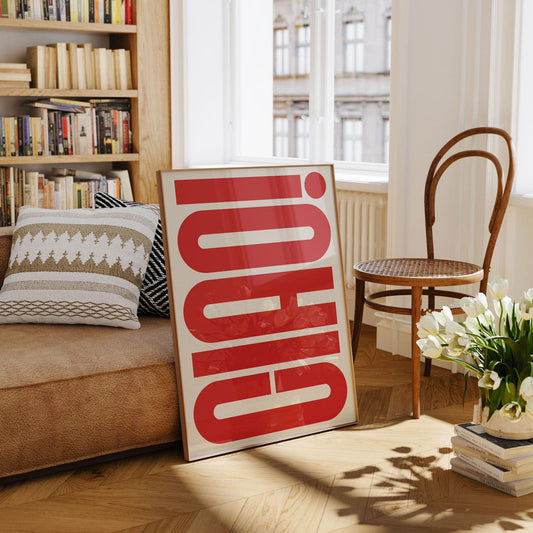 Ciao Poster – Red Modern Typography Print – Minimalist Printable Wall Art