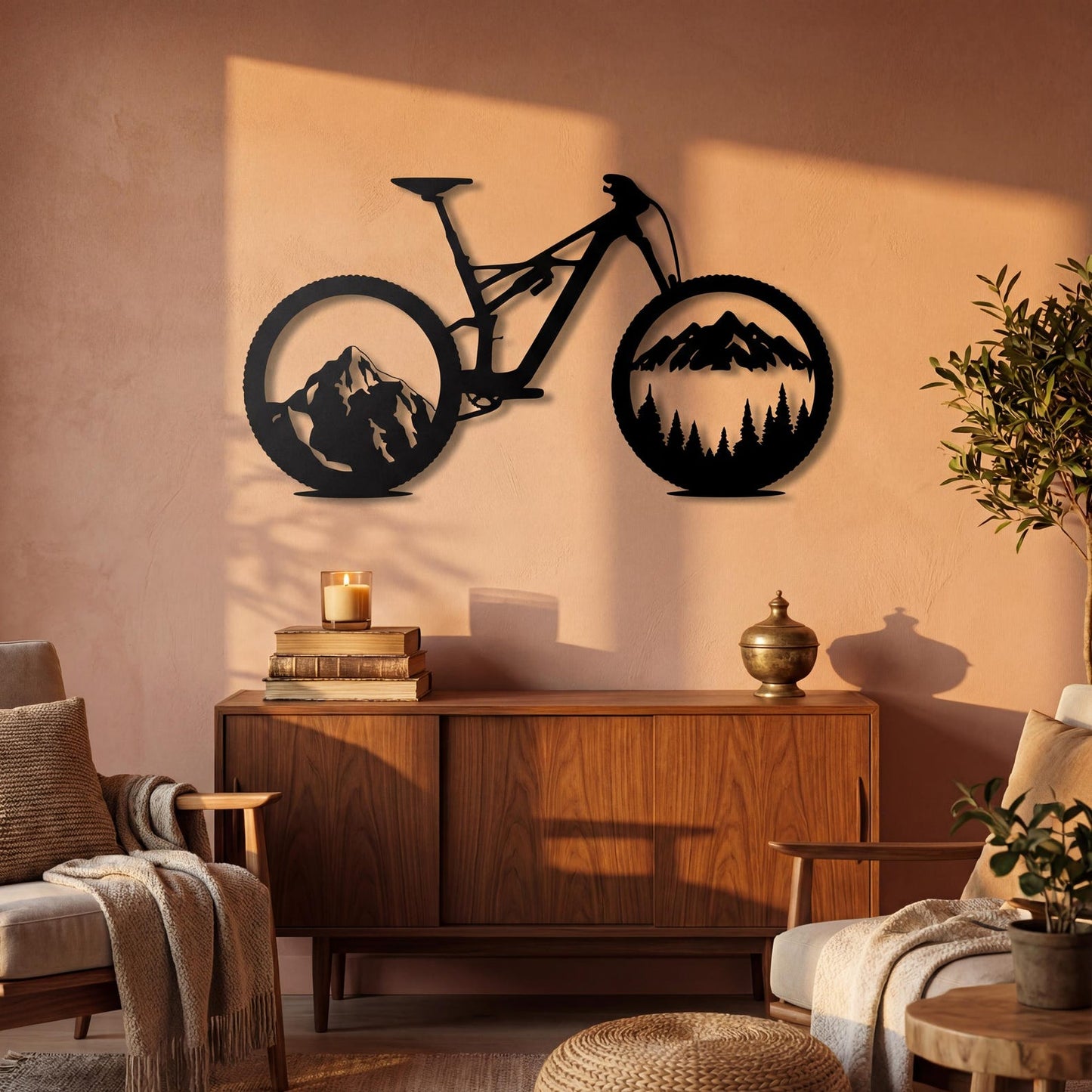 Nature Bike Metal Wall Art | Forest Bicycle Design