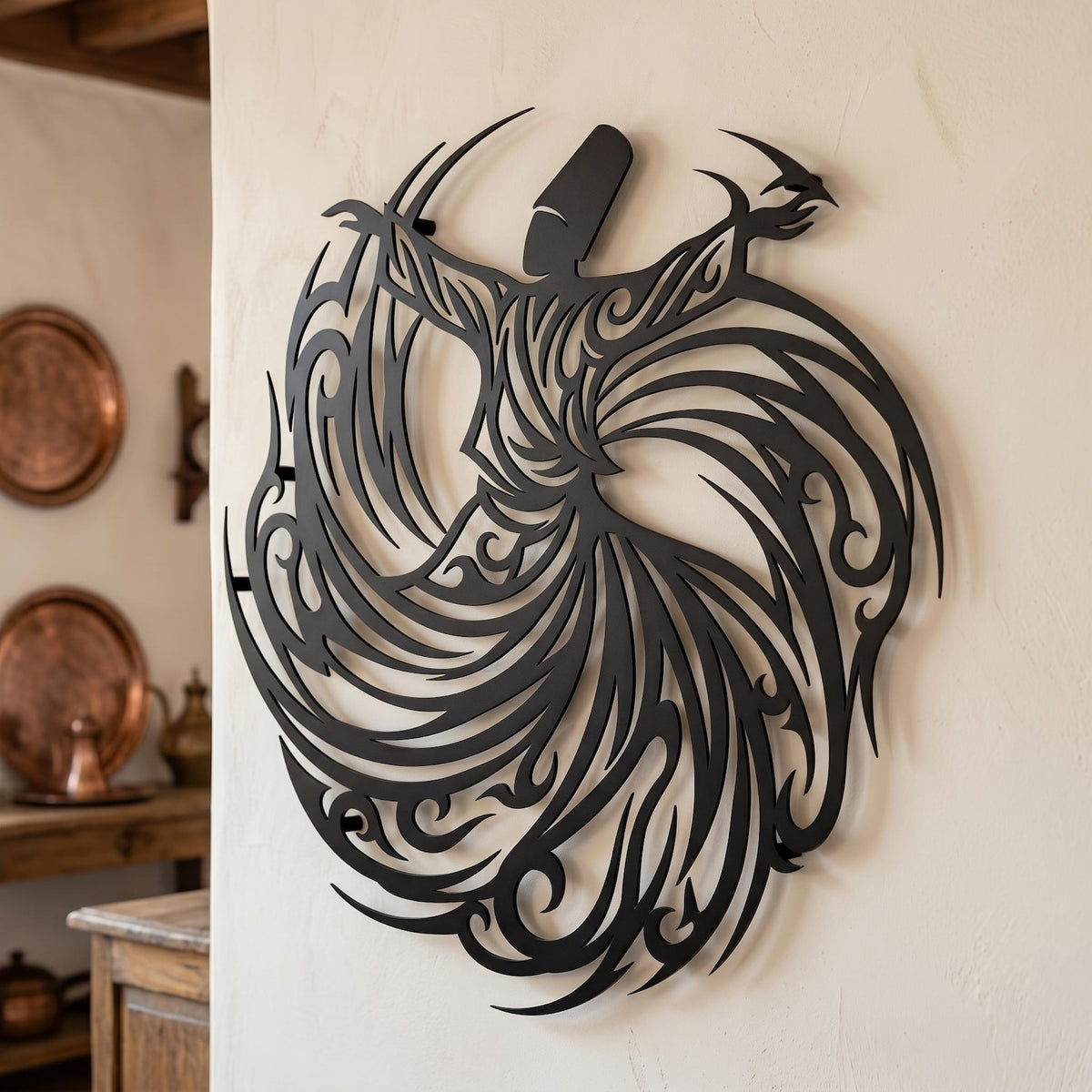 Whirling Dervish Metal Wall Art | Rumi Sufi Islamic Decor