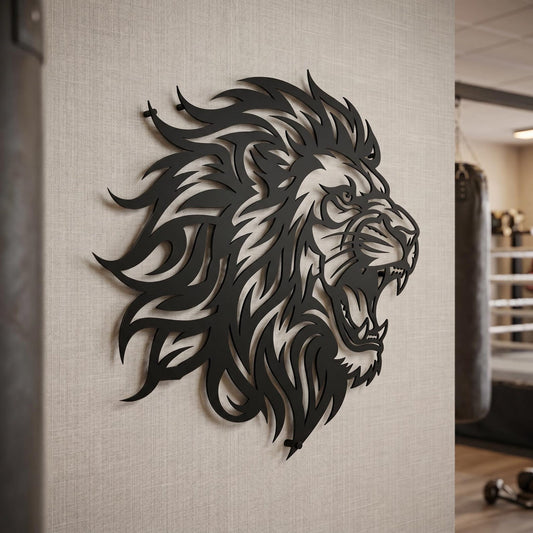 Roaring Tribal Lion Metal Wall