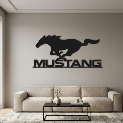 Mustang Metal Wall Art, Running Horse Garage Sign