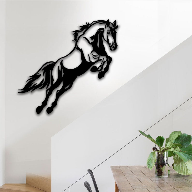 Black Horse Metal Wall Art