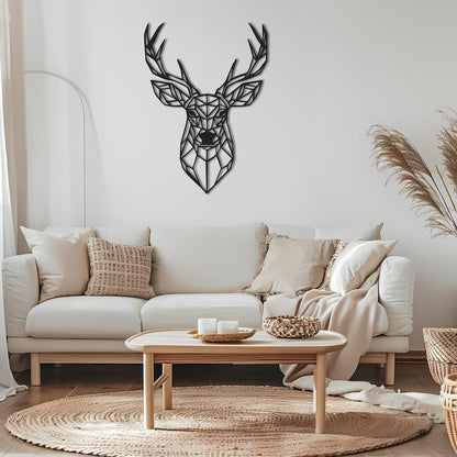 Modern Geometric Deer Head Metal Wall Art