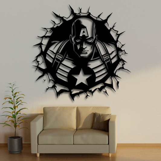Angry Superhero Face Metal Wall Art