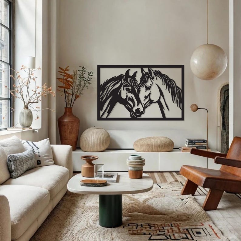 Rustic Horse Couple Metal Wall Art