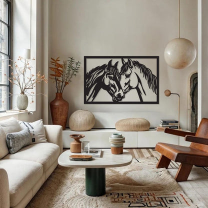 Rustic Horse Couple Metal Wall Art