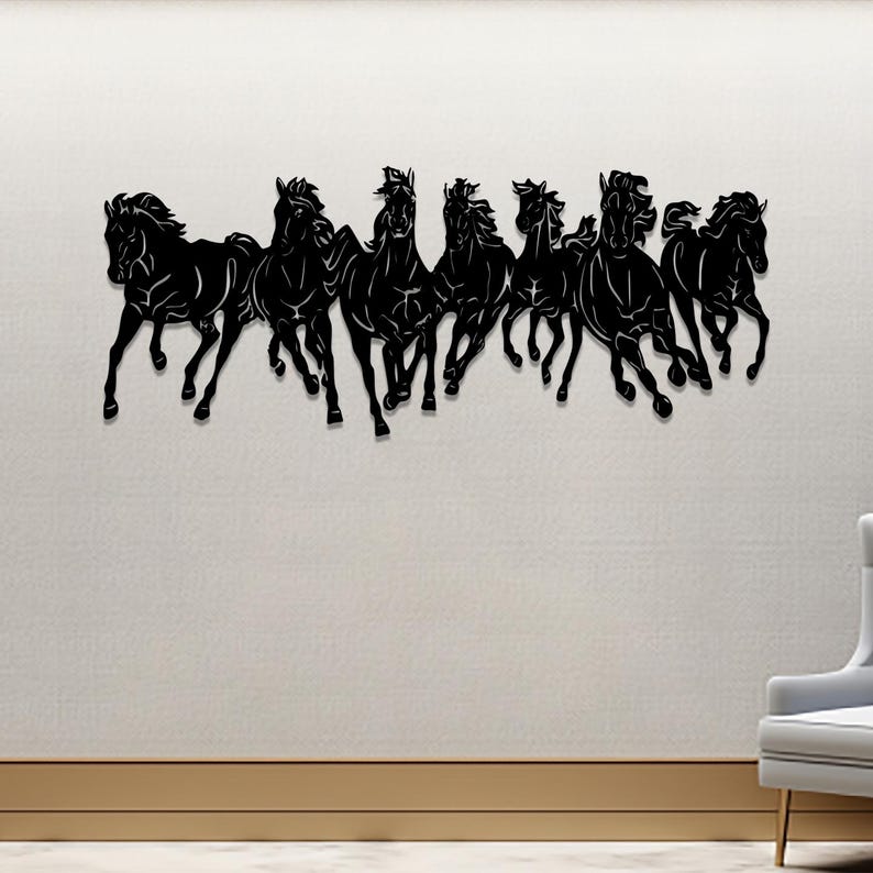 Seven Running Horses Metal Wall Art