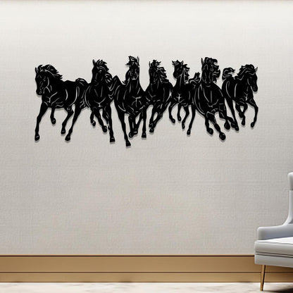 Seven Running Horses Metal Wall Art