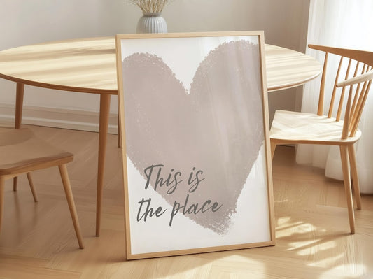 Neutral Heart Typography, 'This is the Place' Quote